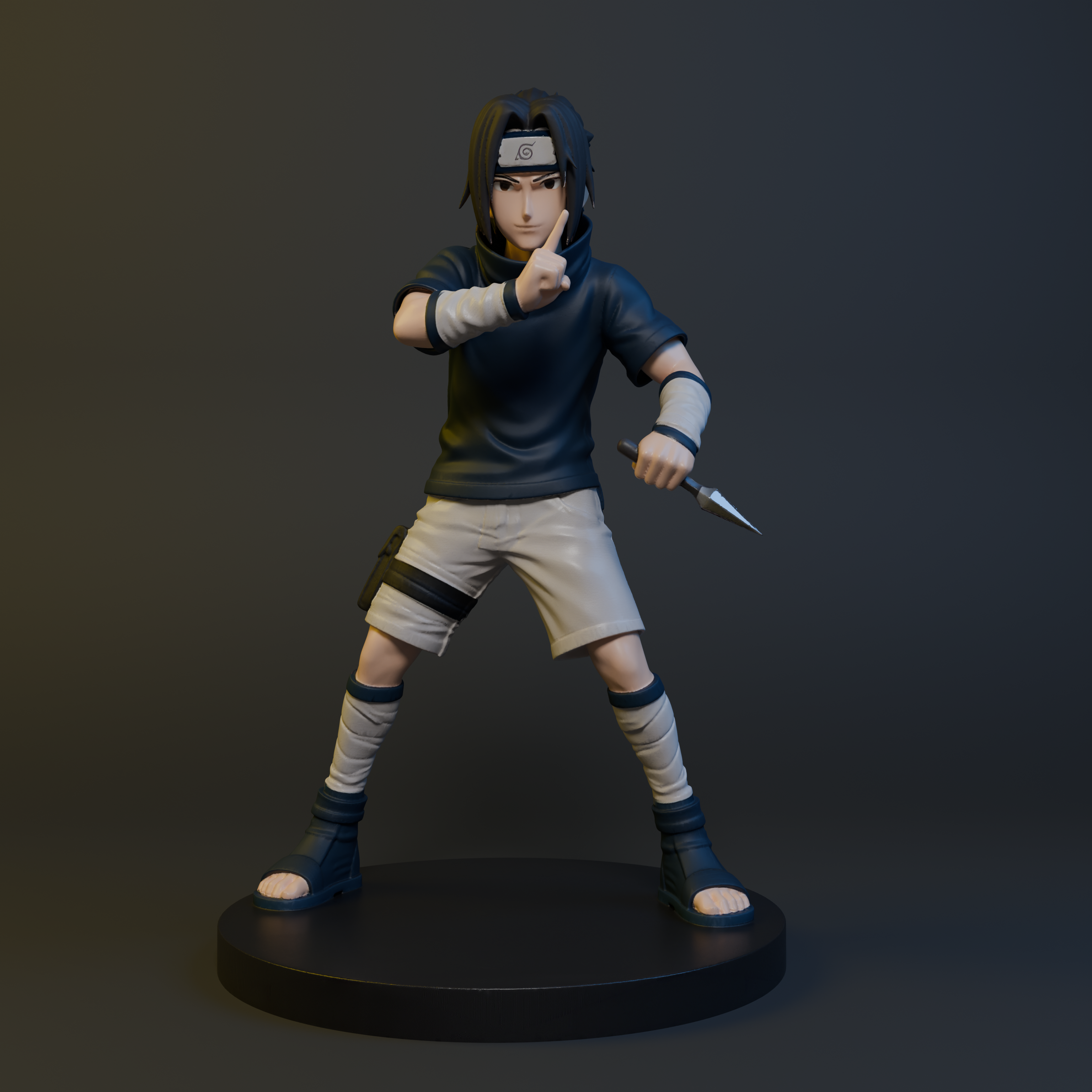 Sasuke Uchia action pose miniature statue