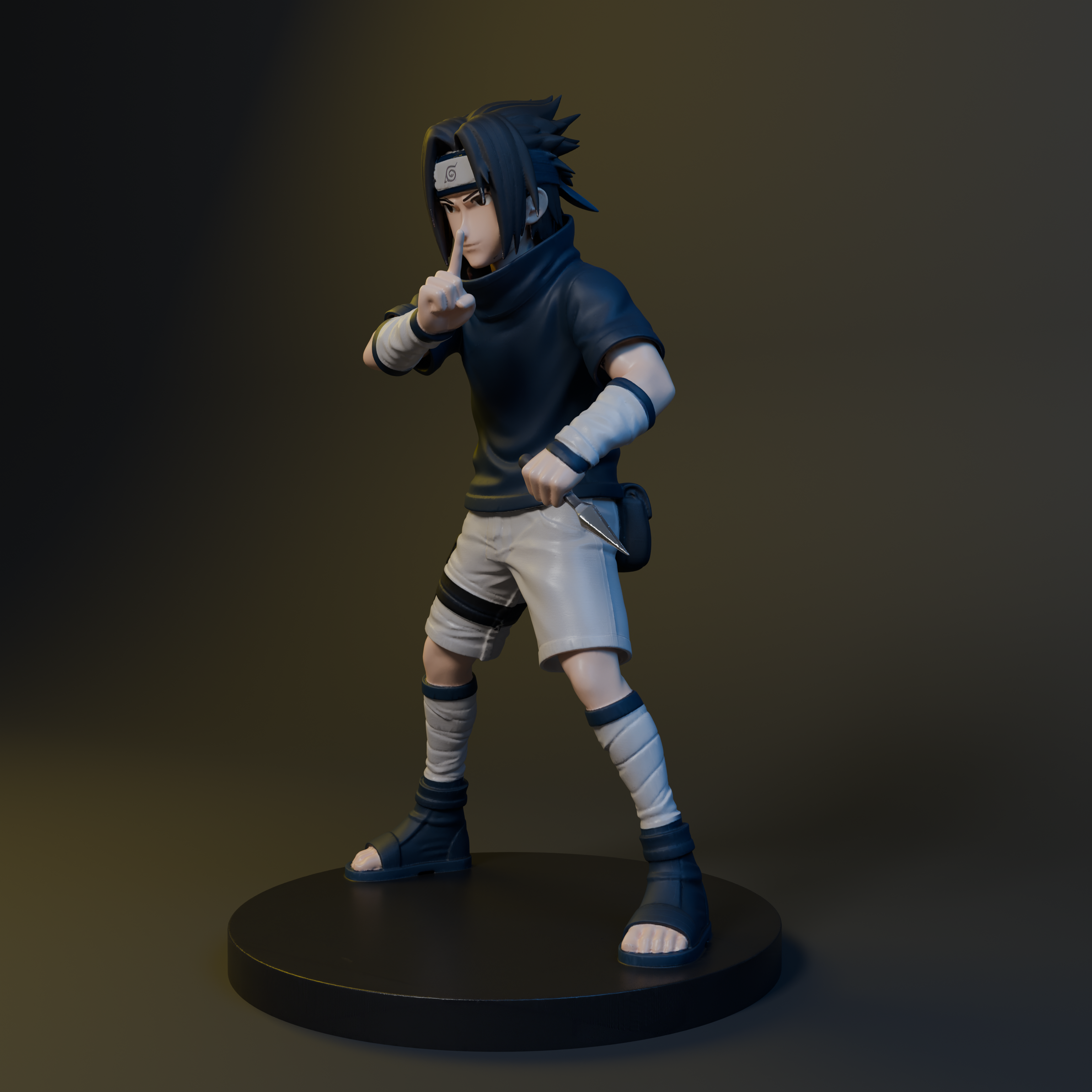 Sasuke Uchia action pose miniature statue