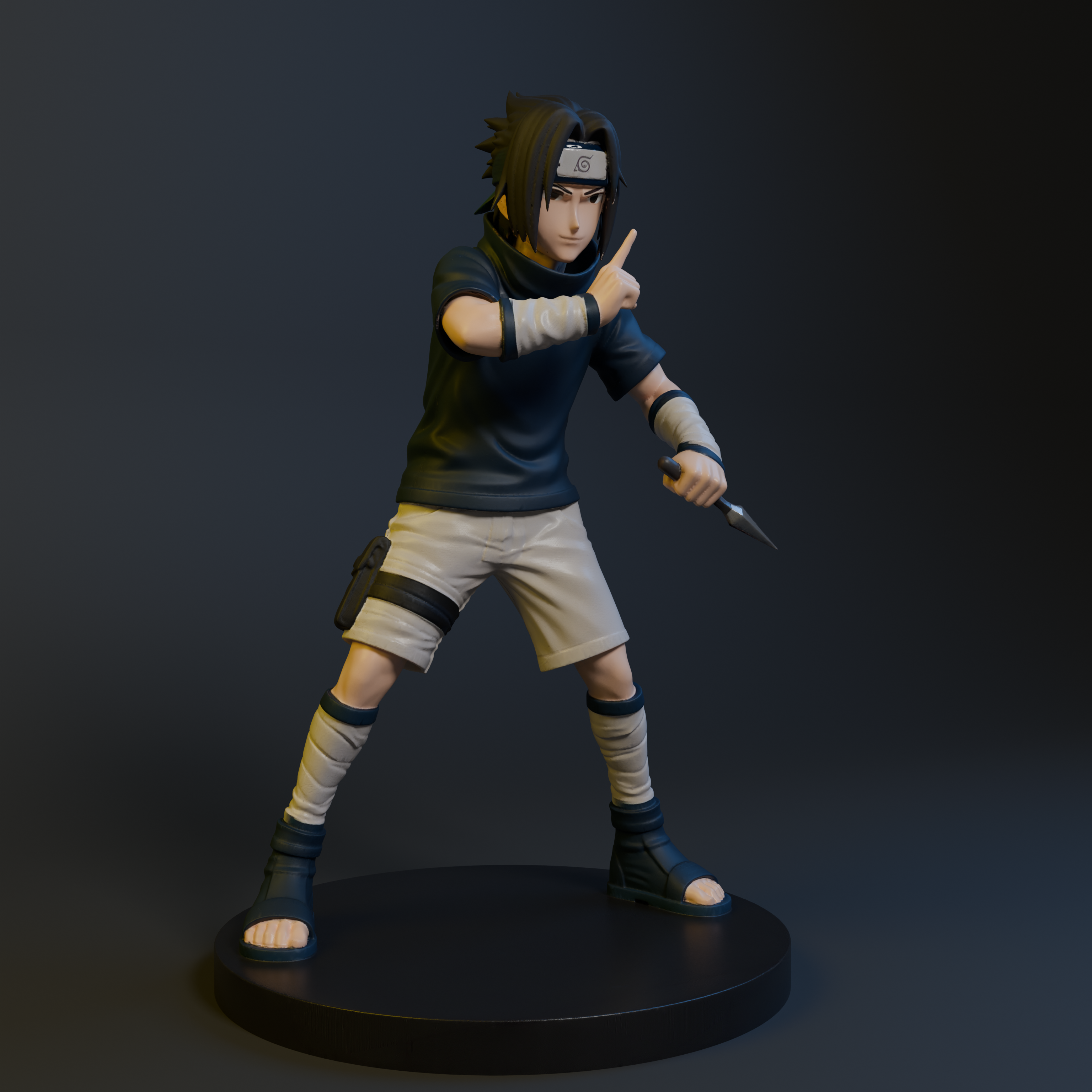 Sasuke Uchia action pose miniature statue