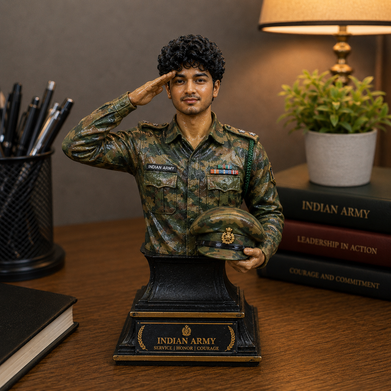 Personalized Army Officer Bust-Style Miniature